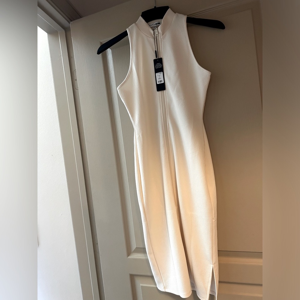 Fashion Nova cream zippered dress